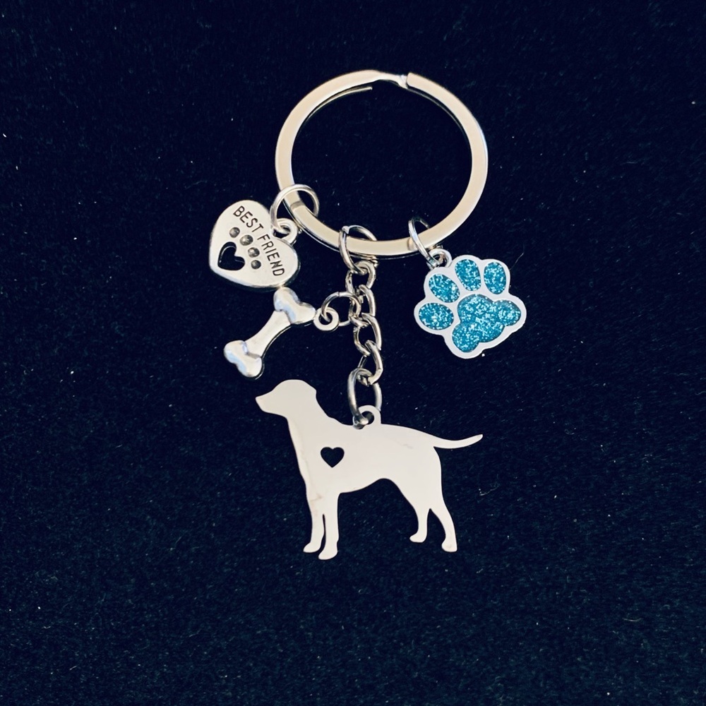 Labrador Dog “Best Friend” keychain with paw print charm